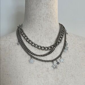 Silver Star Charm Layered Necklace
